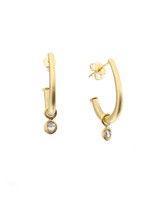 Katachi Hoop Post Earrings with Rosecut Diamond Dangle Charm