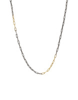 Heavy Bone Link Chain in 18k Gold and Oxidized Silver