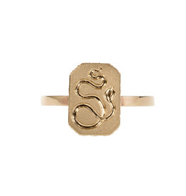 Serpent Tableau Ring with White Diamonds in 14k Gold