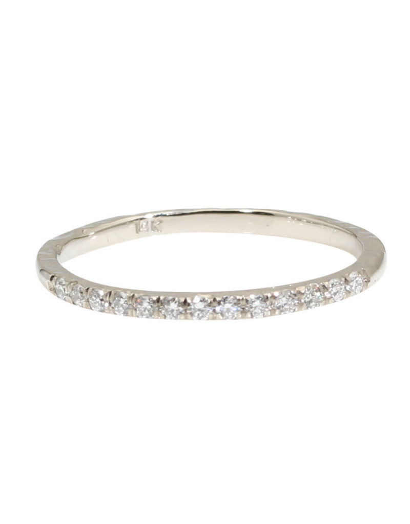 1/3 Eternity Rock Edge Band with White Diamonds in 14k White Gold