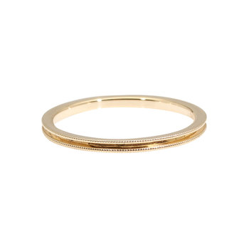 Petite Milgrain Textured Band in 14k Yellow Gold