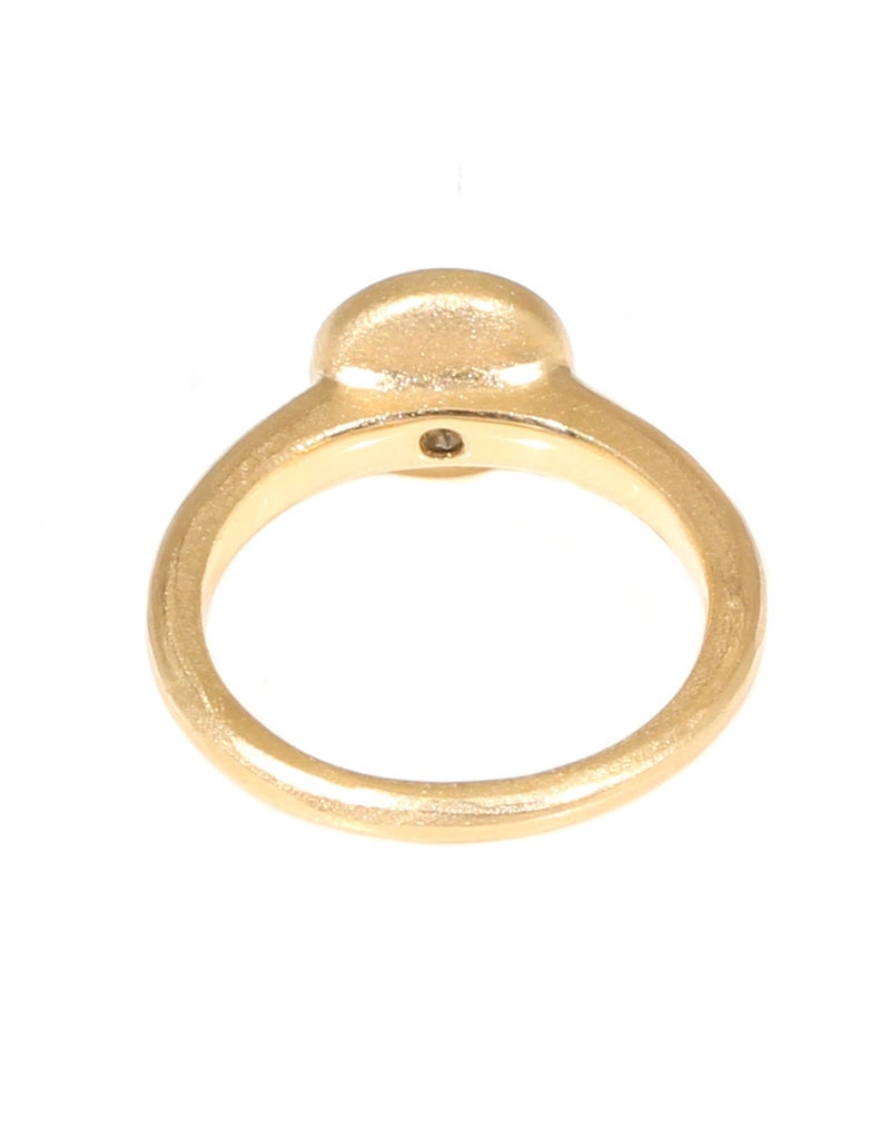 Round Brilliant Raised Cup Salt and Pepper Diamond Ring in Raised 14k Yellow Gold Setting