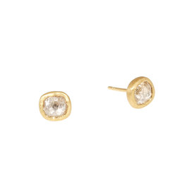 Rose Cut Diamond Organic Post Earrings in 18k Gold