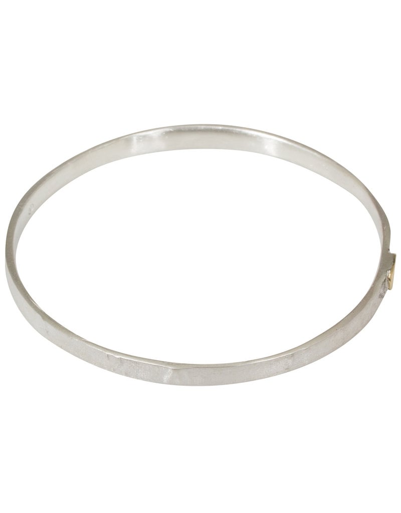 Narrow Silk Bangle in Silver with 18k Yellow Gold