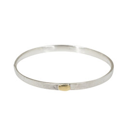 Narrow Silk Bangle in Silver with 18k Yellow Gold