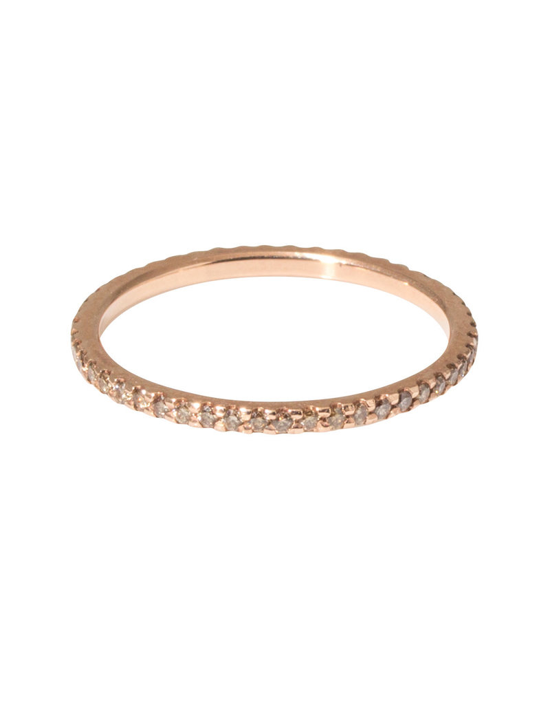 Micro Pave Eternity Band with Cognac Diamonds in 14k Rose Gold