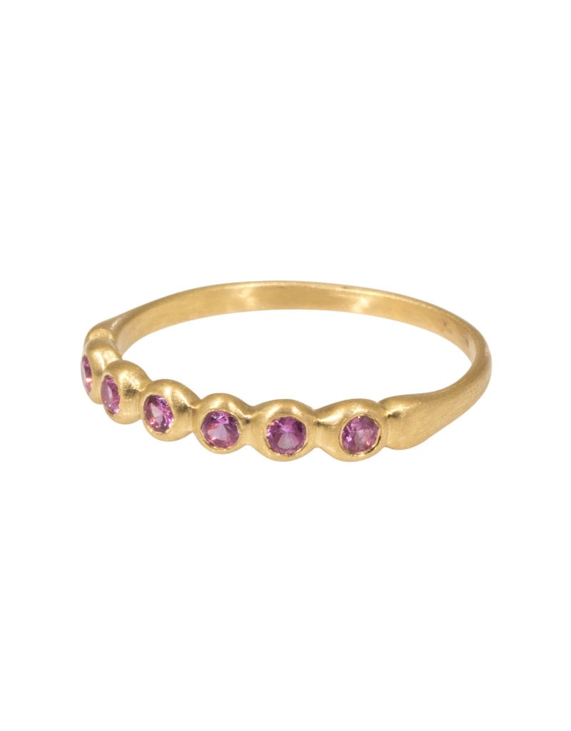 Marian Maurer Porch Skimmer Band with 2mm Pink Sapphires in 18k Yellow Gold