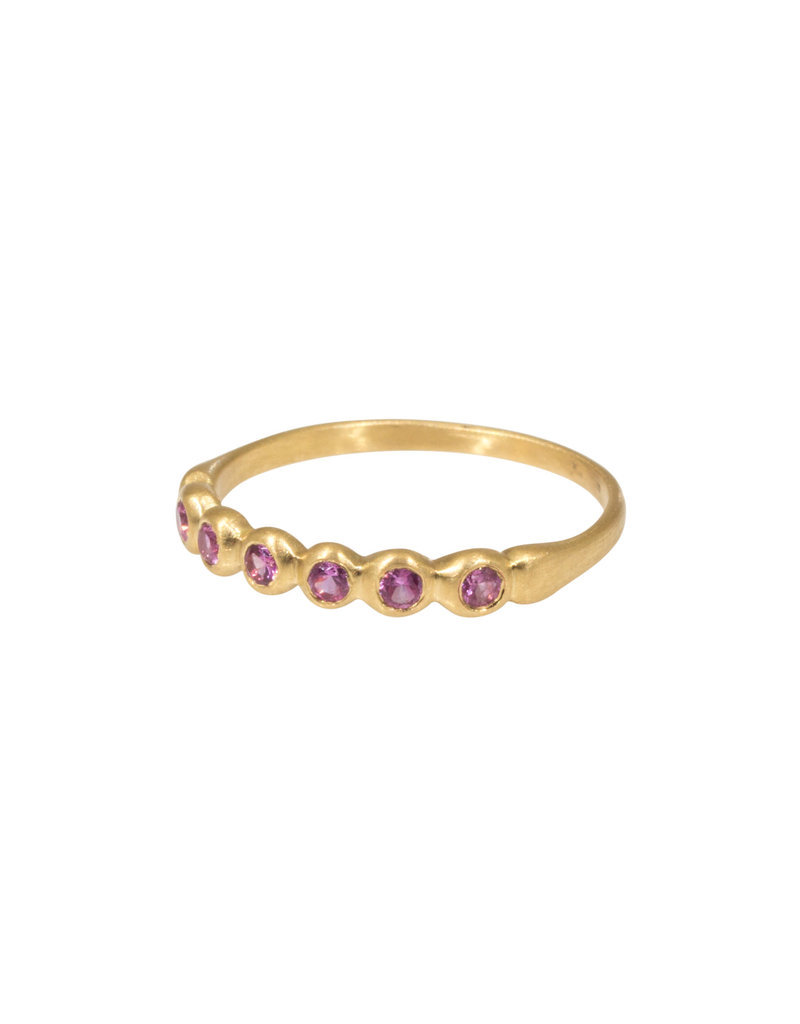 Marian Maurer Porch Skimmer Band with 2mm Pink Sapphires in 18k Yellow Gold