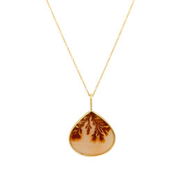Dendritic Agate Tapered Pendant in 18k Gold