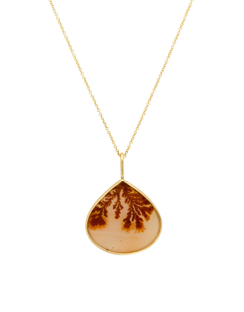 Dendritic Agate Tapered Pendant in 18k Gold
