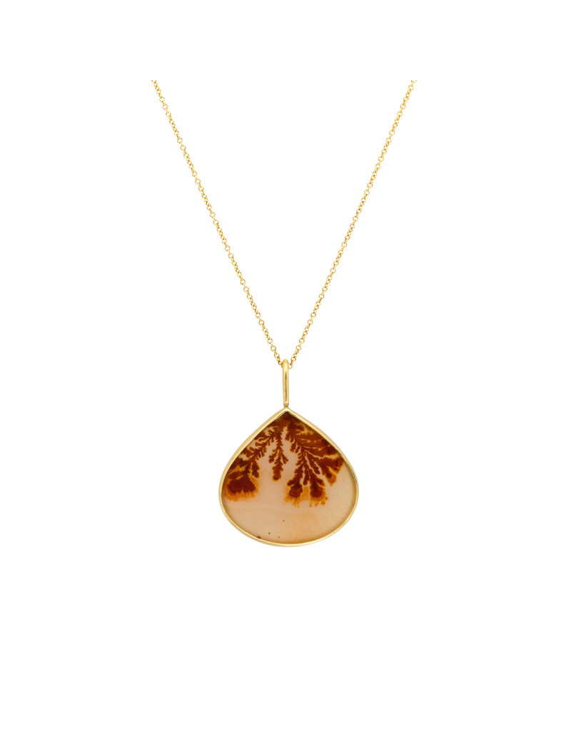 Dendritic Agate Pendant in 18k Gold 