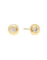 Acorn Earrings with 3.5 mm White Diamond in 18k Yellow Gold