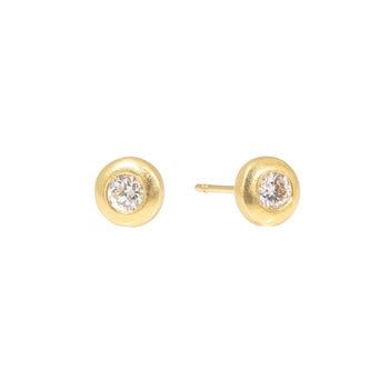 Acorn Earrings with 3.5 mm White Diamond in 18k Yellow Gold