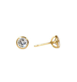 Basket Set Bezel Diamond Post Earrings in 18k Yellow Gold