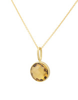 Rose Cut Round Citrine Pendant in 18k Yellow Gold