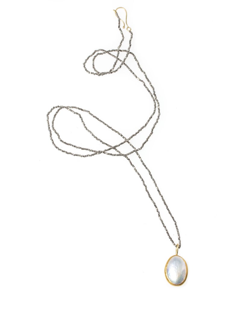 Large Loave Cultured Pearl Pendant in 22k Gold