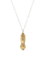 Hand of Figa Pendant in Yellow Bronze with Cognac Diamond