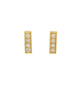 Sam Woehrmann Diamond Bar Post Earrings in 18k Yellow Gold