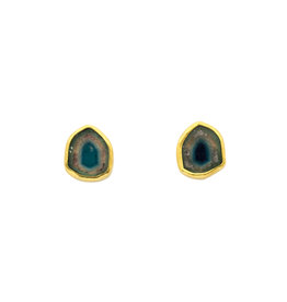 Sam Woehrmann Tourmaline Slice Post Earrings in Silver, 18k & 22k Gold