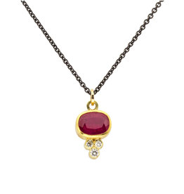 Sam Woehrmann Ruby and Diamond Pendant in Silver, 18k & 22k Gold
