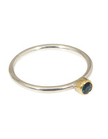 Sam Woehrmann Round Blue Topaz Ring in 22k Gold & Silver
