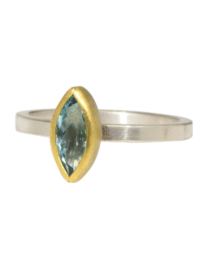 Sam Woehrmann Marquis Aqua Ring in Silver & 22k Gold