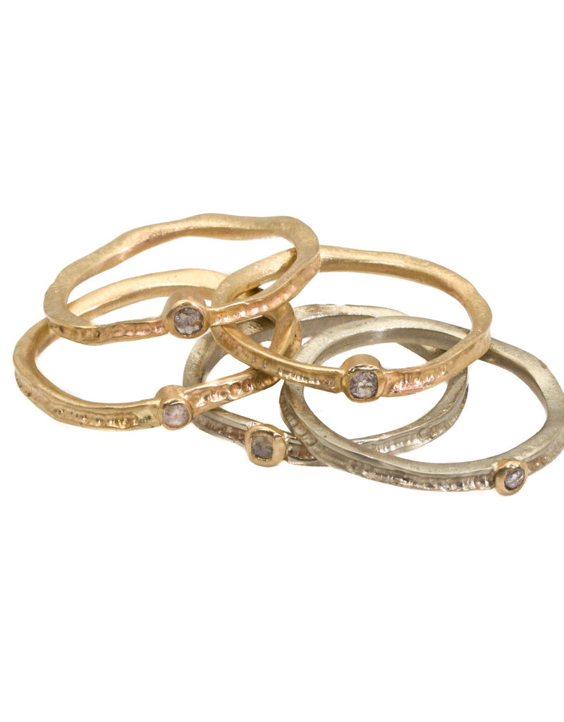 Ancient Path Stacking Ring with Diamond in 14k Gold