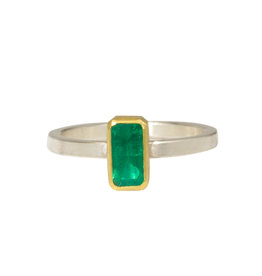 Sam Woehrmann Emerald Rectangle Ring in Silver & 22k Gold