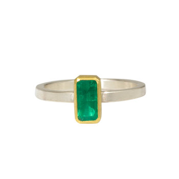 Sam Woehrmann Emerald Rectangle Ring in Silver & 22k Gold