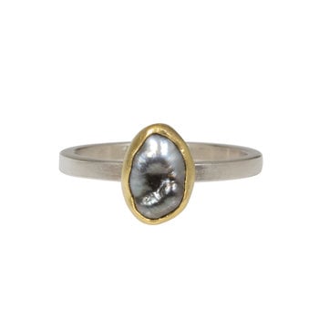 Sam Woehrmann Black Pearl Ring in Silver & 22k Gold