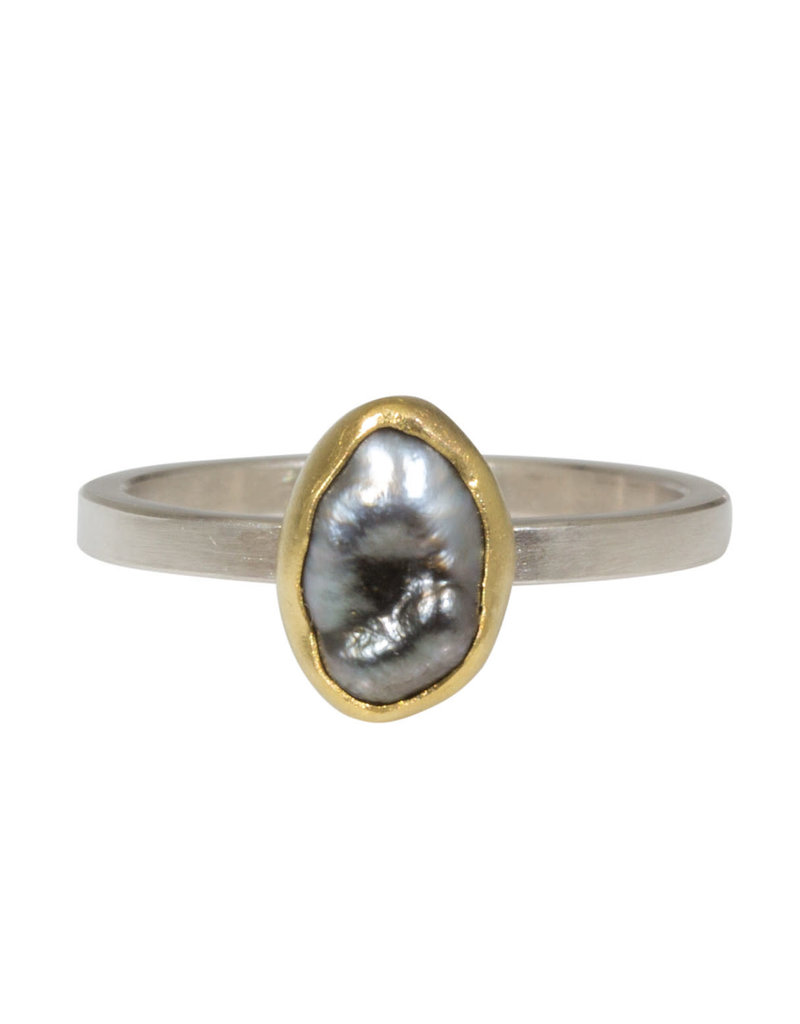 Sam Woehrmann Black Pearl Ring in Silver & 22k Gold