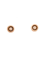 Circle Post Earrings in 18k Rose Gold with White Diamonds