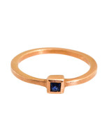 3mm Blue Square Sapphire Ring in 14k Rose Gold