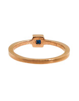 4mm Blue Square Sapphire Ring in 18k Rose Gold