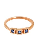 Three Blue Sapphire Ring in 18k Rose Gold