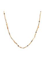 Ancient Malian Clay Bead Necklace with Oxidized Silver