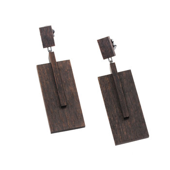 Octavia Earrings in Brown Wood