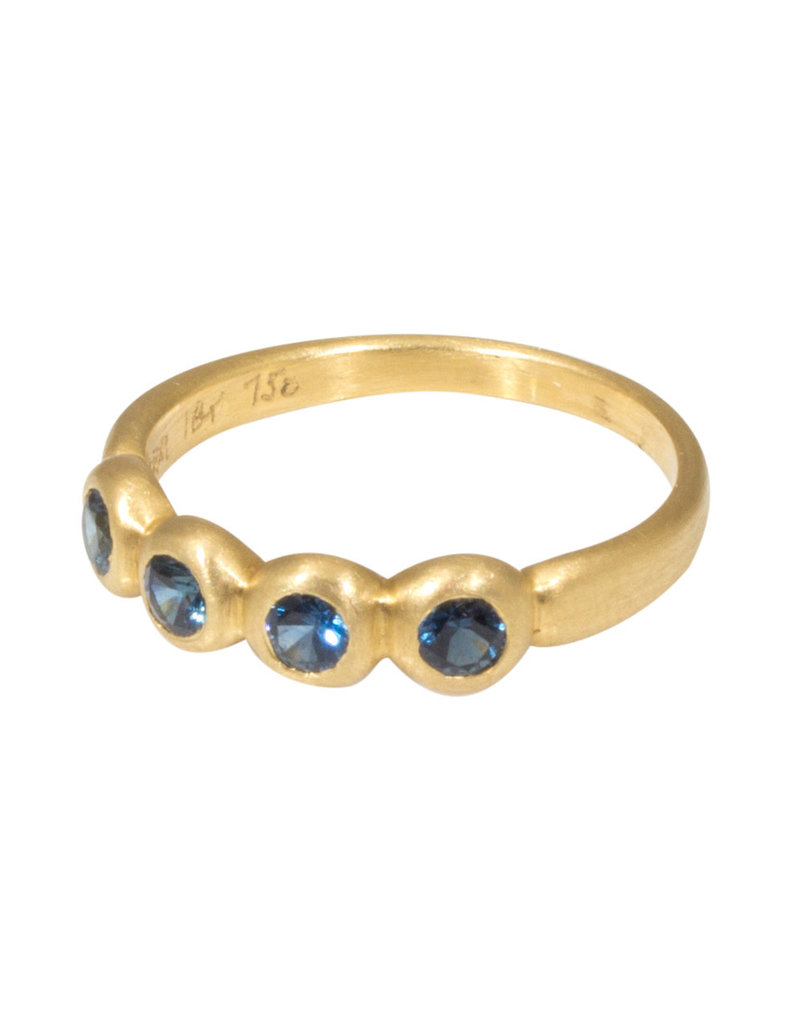 Marian Maurer Porch Skimmer Band with 3mm Blue Sapphires in 18k Yellow Gold