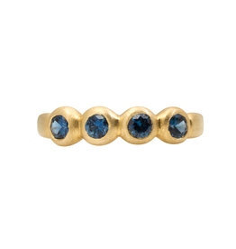 Marian Maurer Porch Skimmer Band with 3mm Blue Sapphires in 18k Yellow Gold