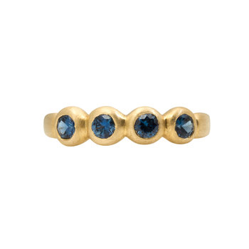 Marian Maurer Porch Skimmer Band with 3mm Blue Sapphires in 18k Yellow Gold