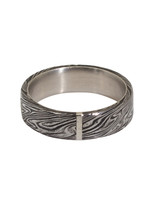 6mm Stainless Steel Damascus Ring with Platinum