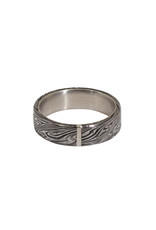 6mm Stainless Steel Damascus Ring with Platinum