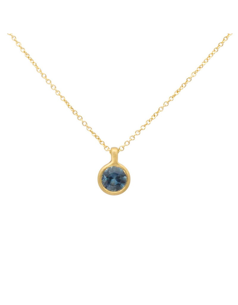 Marian Maurer Micro Denim Blue Sapphire Pendant in 18k Yellow Gold