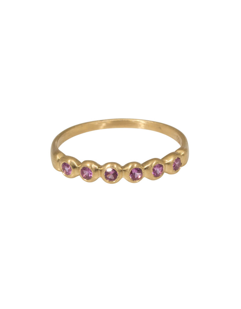 Marian Maurer Porch Skimmer Band with 2mm Pink Sapphires in 18k Yellow Gold