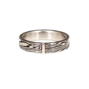 4mm Stainless Steel Damascus Ring with Platinum