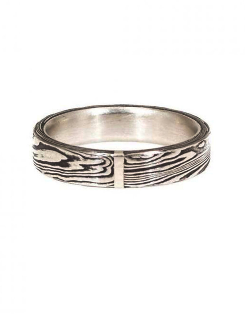 4mm Stainless Steel Damascus Ring with Platinum