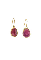 Rosecut Pink Tourmaline Earrings in 22k Gold