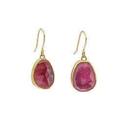 Rosecut Pink Tourmaline Earrings in 22k Gold