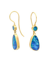 Earrings with Opal Triplets in 18k Yellow Gold