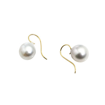 White Baroque Pearl Earrings with 18k Yellow Gold Earwires